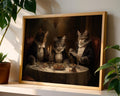 Tuxedo Cats at Dinner Party Print – Whimsical Anthropomorphic Animal Art wall art print, modern home decor, unframed artwork by Nomad & Nest