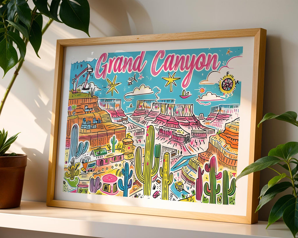 Grand Canyon Art Print | Colorful Arizona Desert Illustration wall art print, modern home decor, unframed artwork by Nomad & Nest