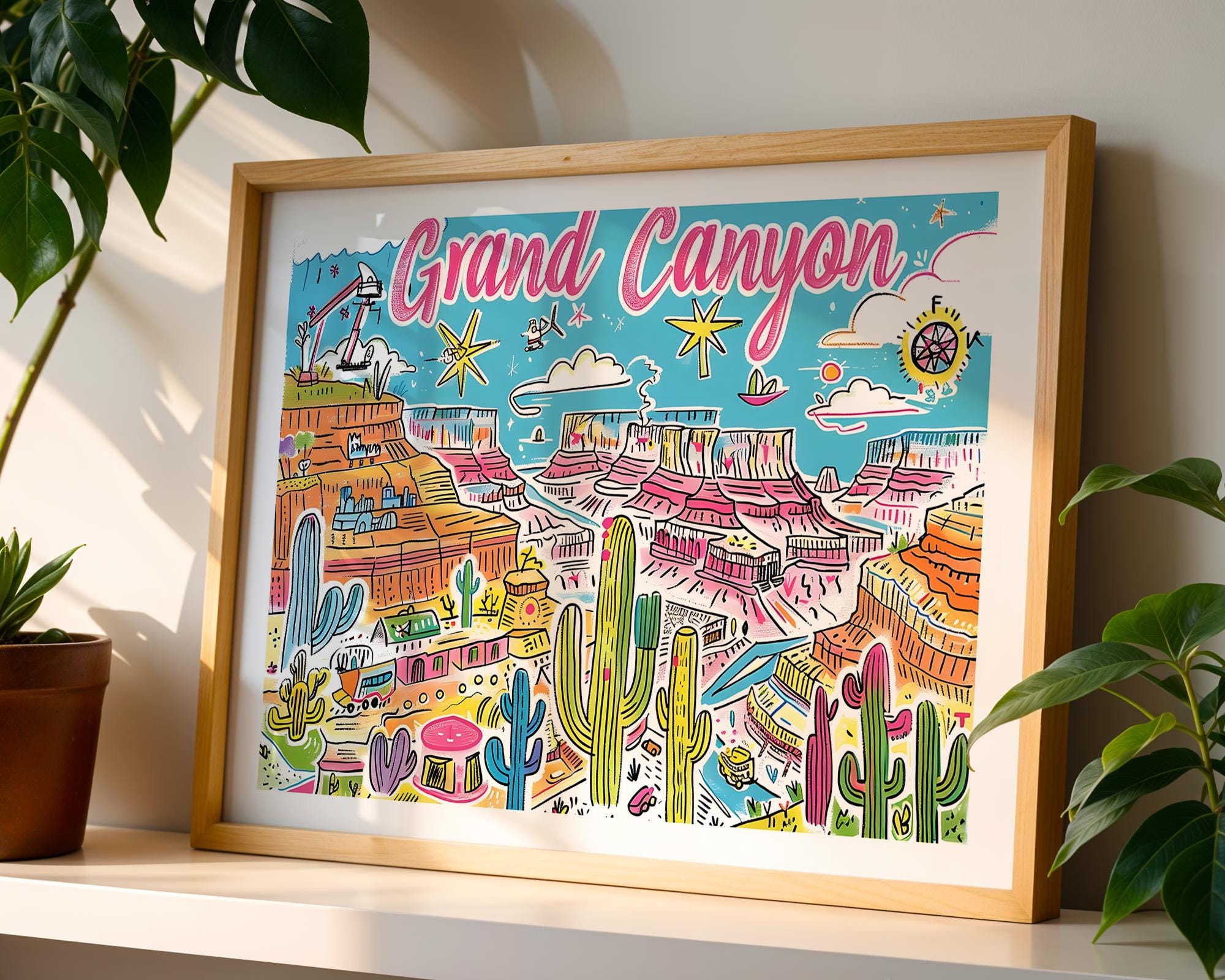 Grand Canyon Art Print | Colorful Arizona Desert Illustration wall art print, modern home decor, unframed artwork by Nomad & Nest