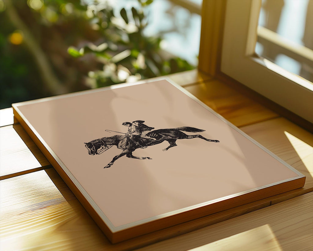 Vintage Equestrian Print | Sepia Tone Horse Riding Poster wall art print, modern home decor, unframed artwork by Nomad & Nest