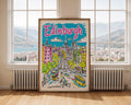 Edinburgh Scotland Poster | Colorful Hand-Drawn Cityscape Travel Print wall art print, modern home decor, unframed artwork by Nomad & Nest