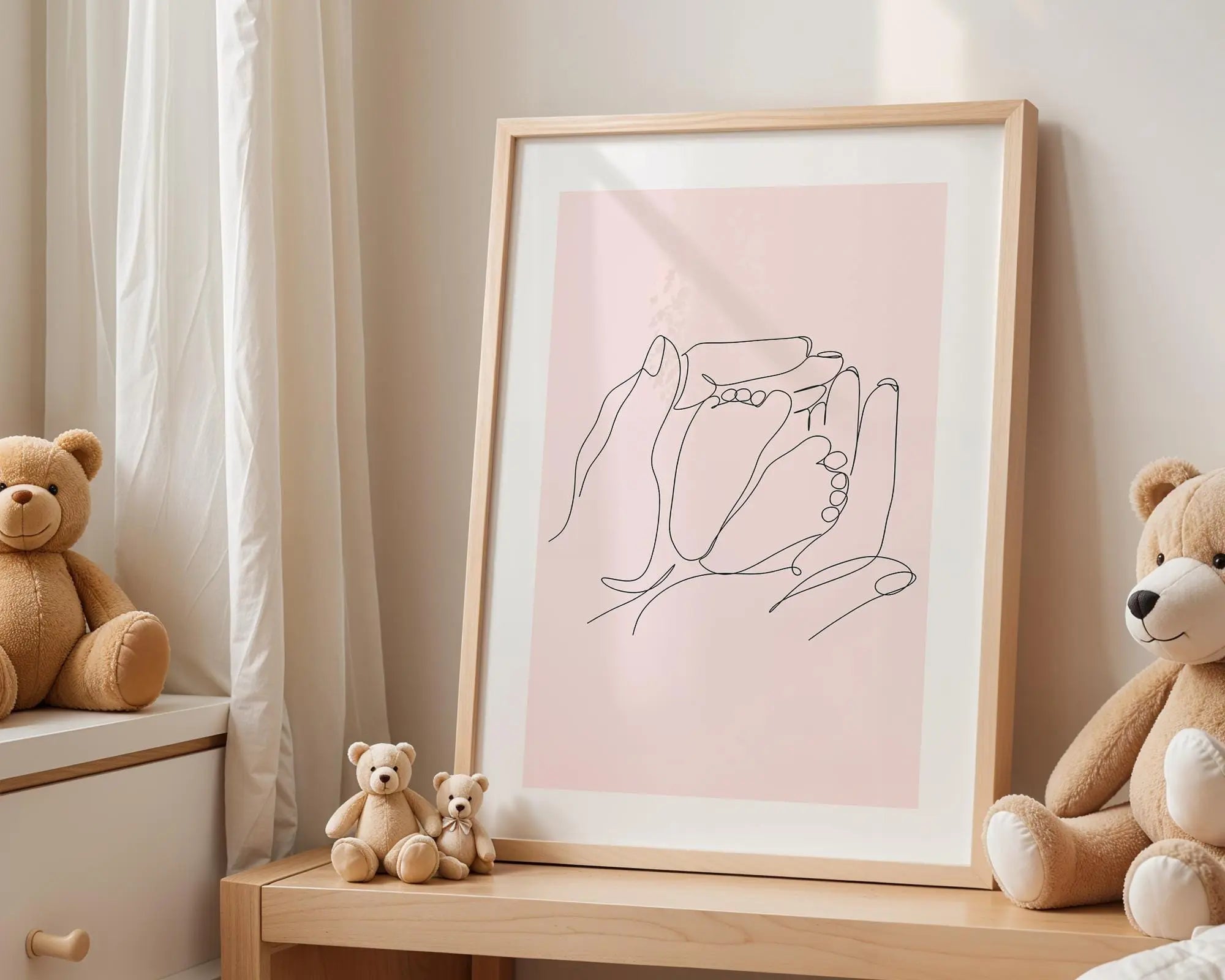 Playroom Ideas | Parent Baby Line Art Print | Soft Pink Nursery Wall Art wall art print, modern home decor, unframed artwork by Nomad & Nest