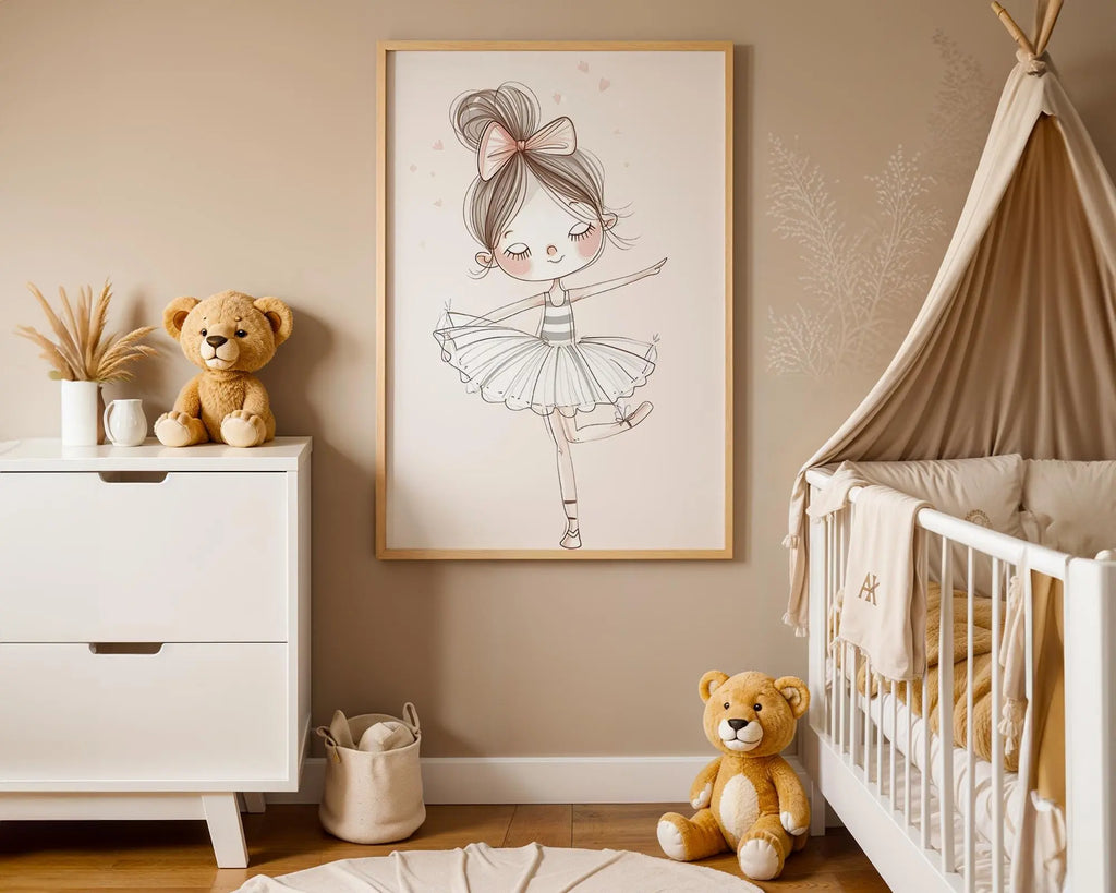 Playroom Ideas | Ballerina Girl Nursery Wall Art | Dance Themed Illustration wall art print, modern home decor, unframed artwork by Nomad & Nest
