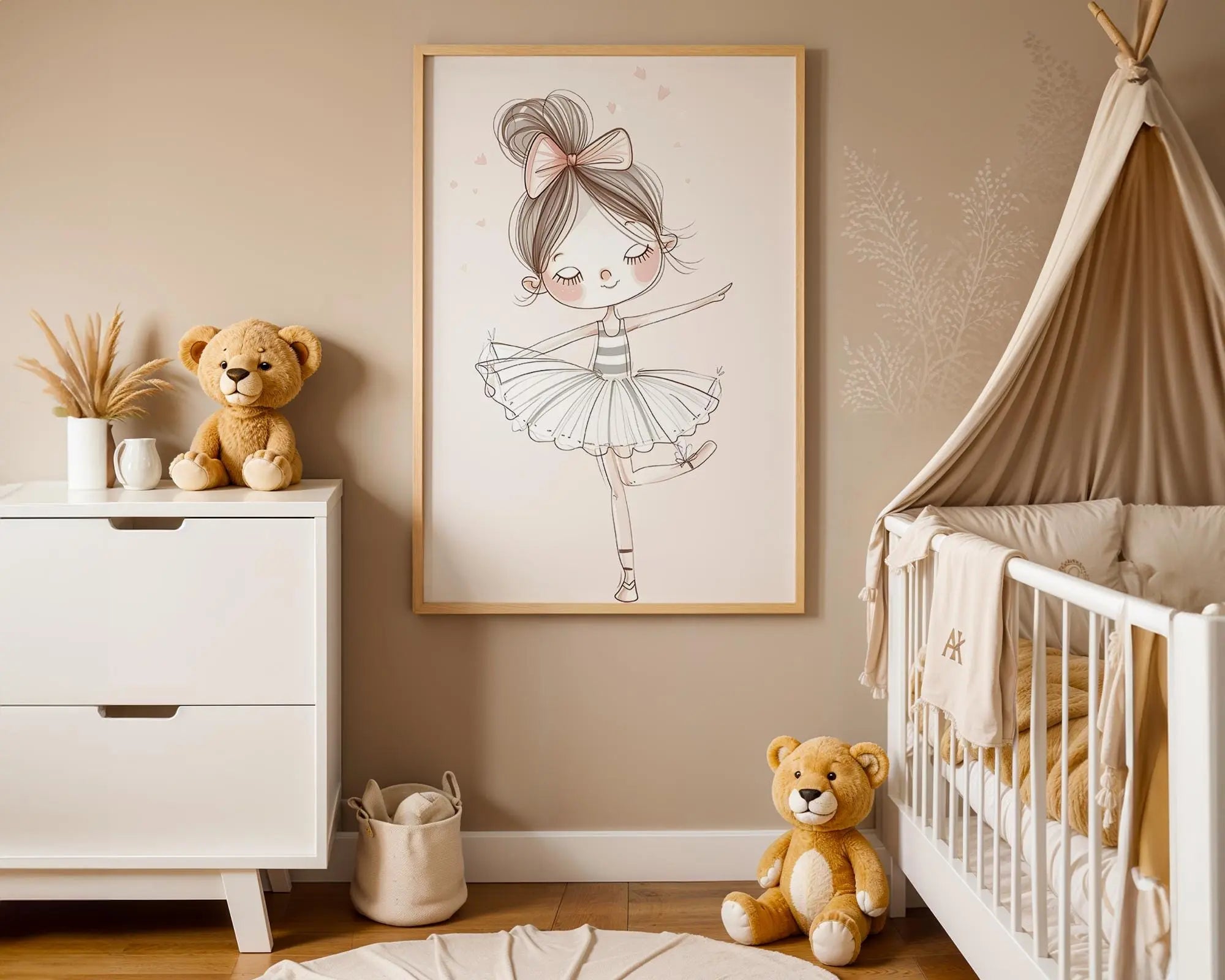 Playroom Ideas | Ballerina Girl Nursery Wall Art | Dance Themed Illustration wall art print, modern home decor, unframed artwork by Nomad & Nest