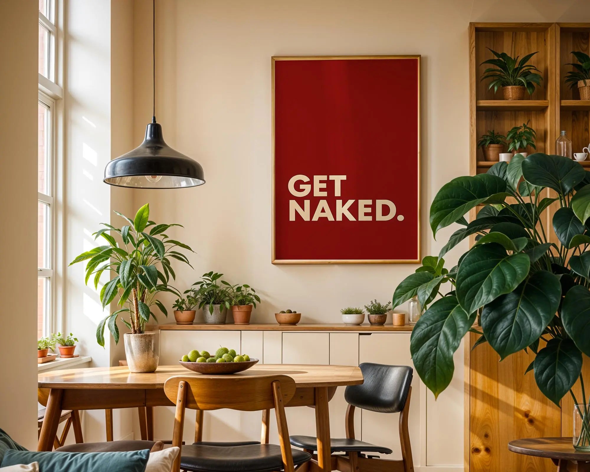Positive Emotion | Get Naked Wall Art | Bold Modern Typography | Playful Bathroom Decor | Minimal Statement Poster wall art print, modern home decor, unframed artwork by Nomad & Nest
