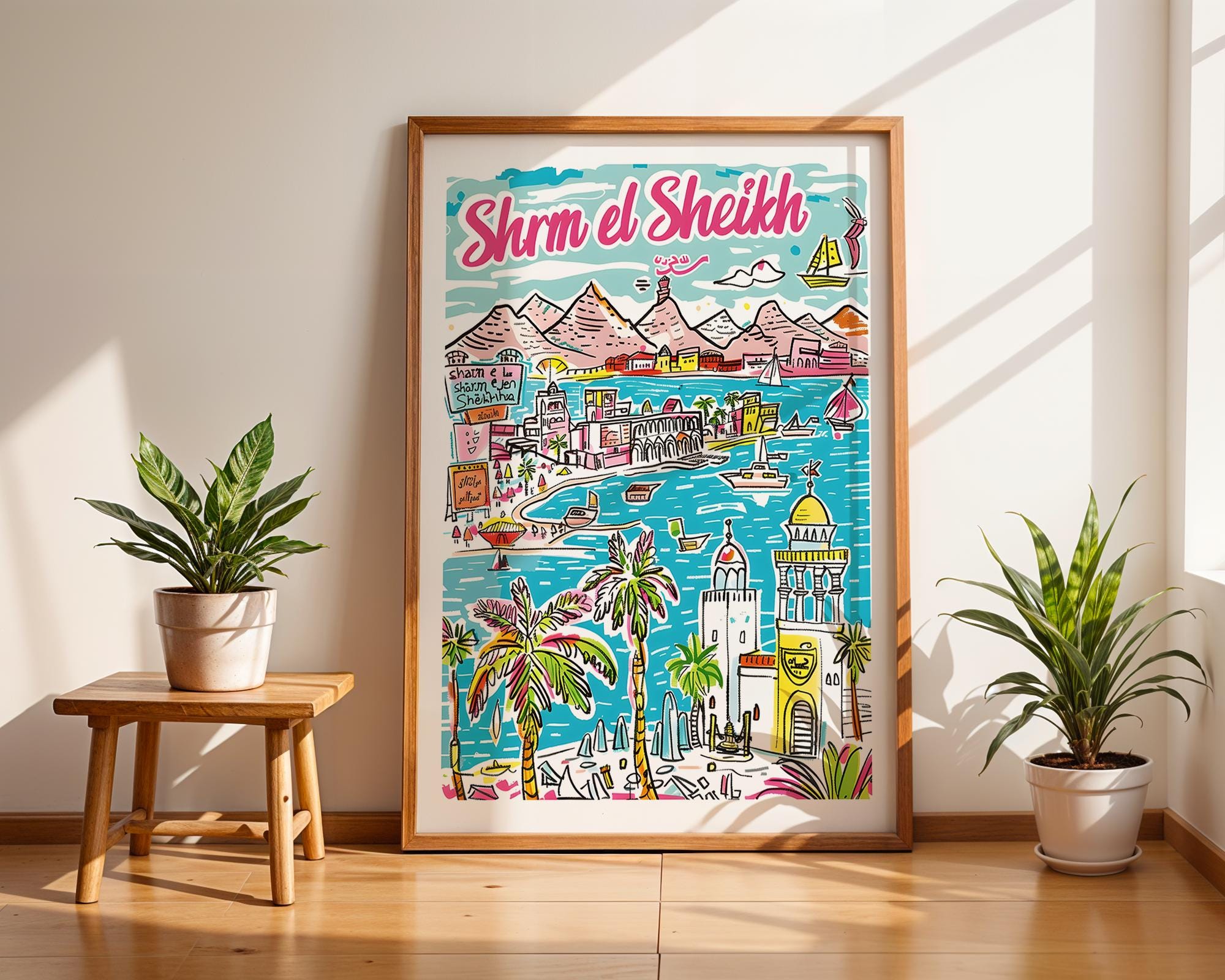 Sharm El Sheikh Poster | Vibrant Egypt Travel Print wall art print, modern home decor, unframed artwork by Nomad & Nest
