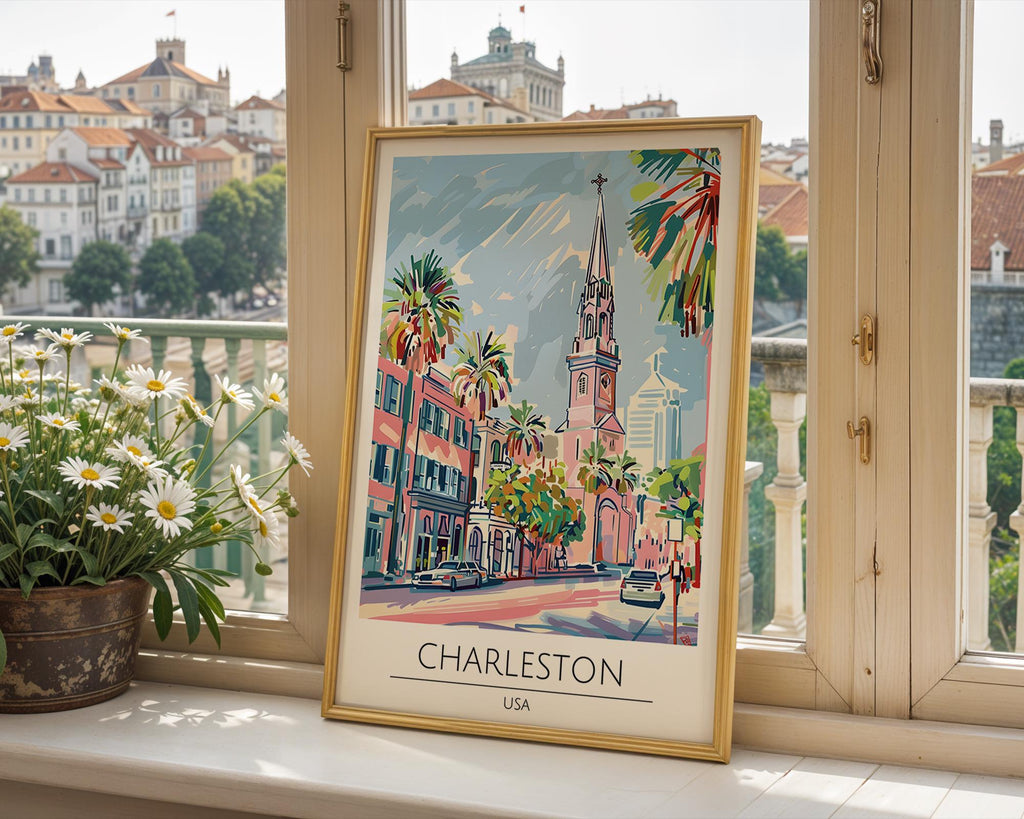 Charleston South Carolina Art Print | Pastel Southern Travel Poster wall art print, modern home decor, unframed artwork by Nomad & Nest