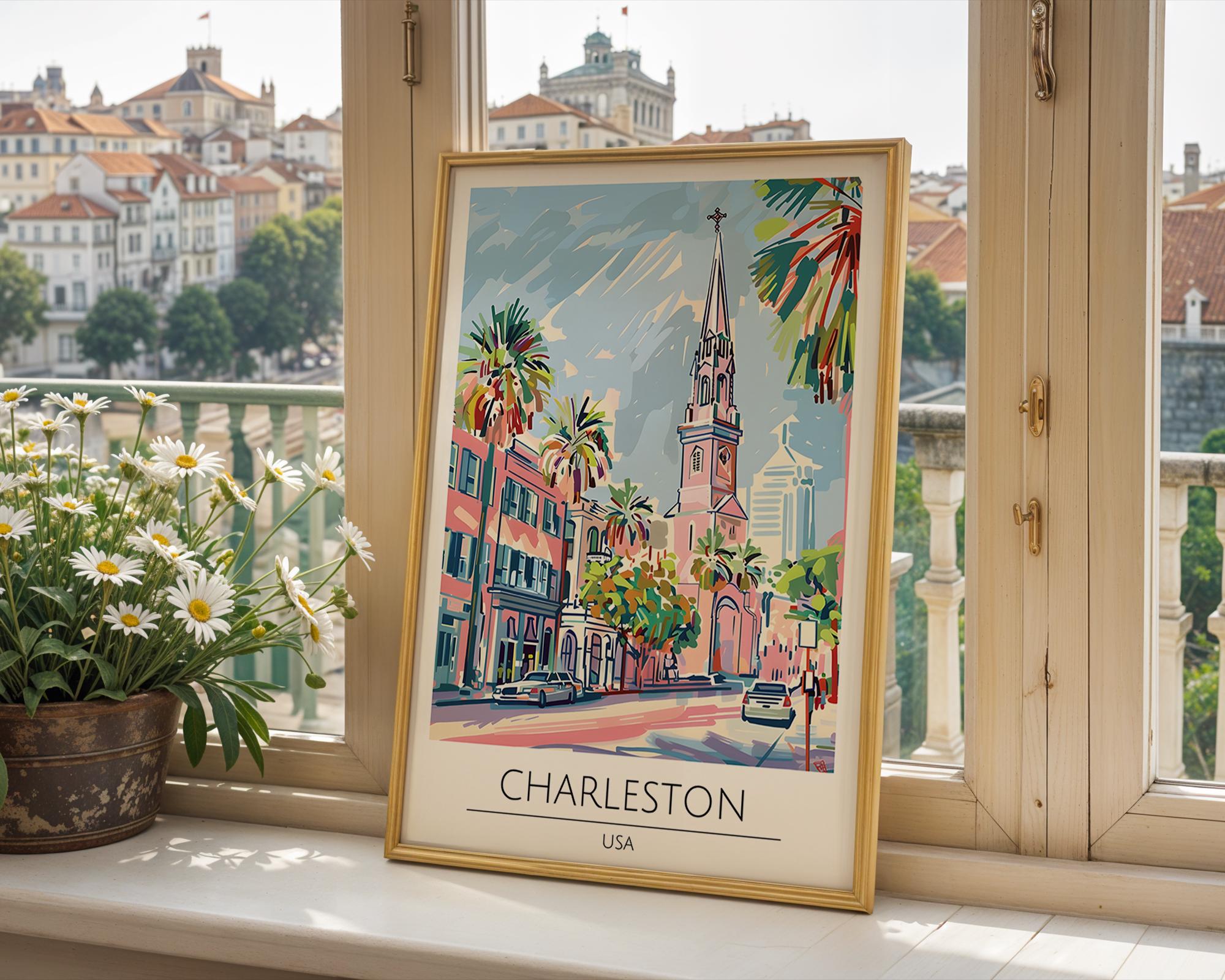 Charleston South Carolina Art Print | Pastel Southern Travel Poster wall art print, modern home decor, unframed artwork by Nomad & Nest