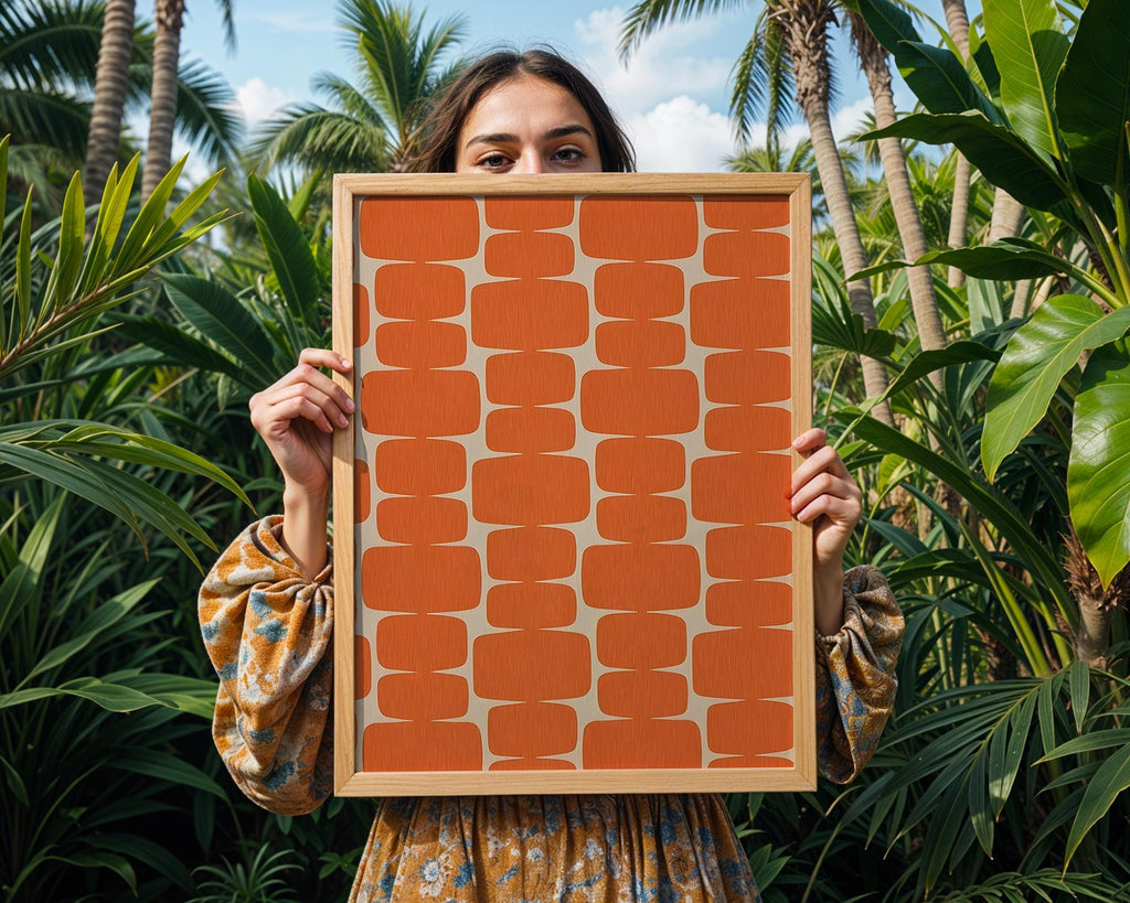 Orange Geometric Art Print | Mid-Century Modern, Scandinavian Decor wall art print, modern home decor, unframed artwork by Nomad & Nest