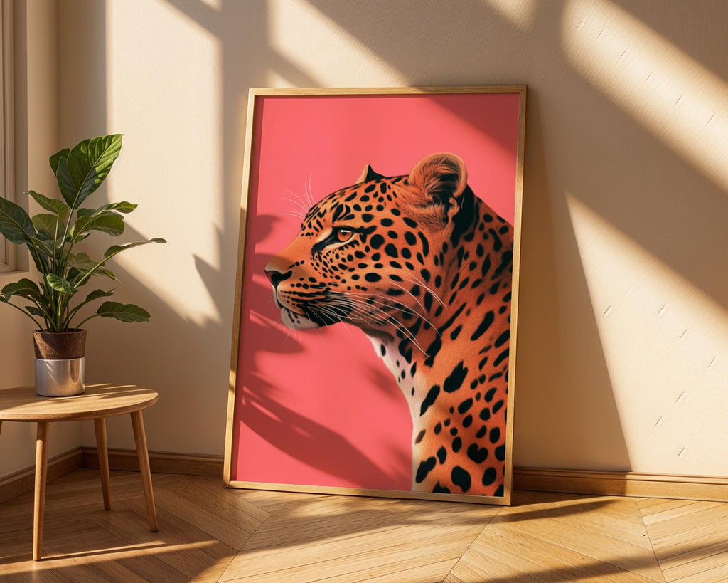 Pink Leopard Portrait Print | Modern Jungle Wall Art wall art print, modern home decor, unframed artwork by Nomad & Nest