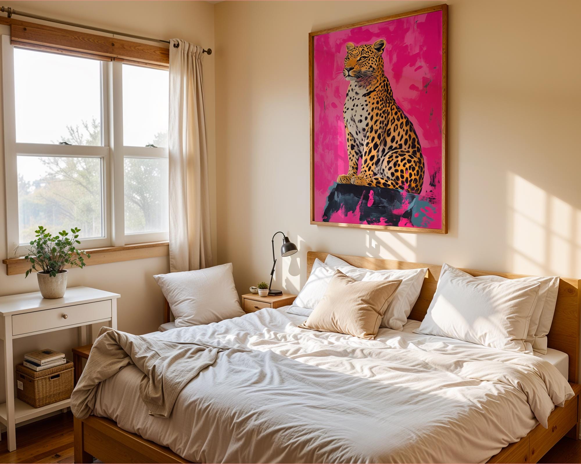 Pink Leopard Art Print | Modern Jungle Animal Poster wall art print, modern home decor, unframed artwork by Nomad & Nest