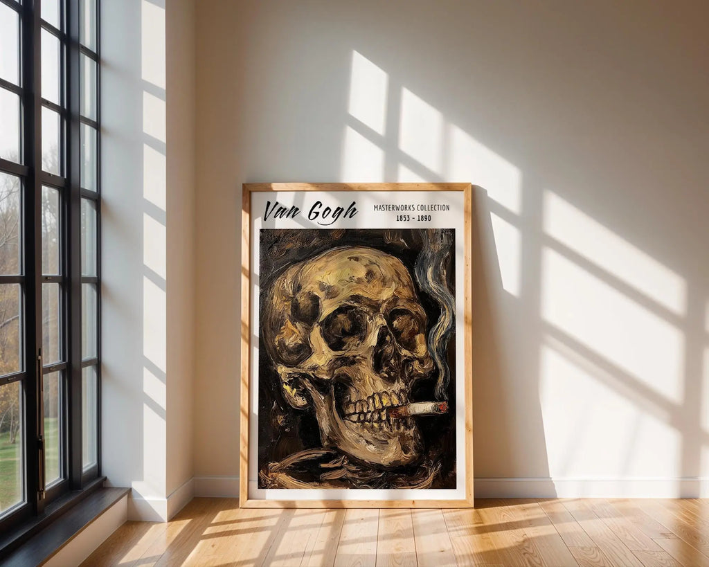 Van Gogh Print | Skull with Cigarette Art | Famous Gothic Dark Oil Painting Poster wall art print, modern home decor, unframed artwork by Nomad & Nest