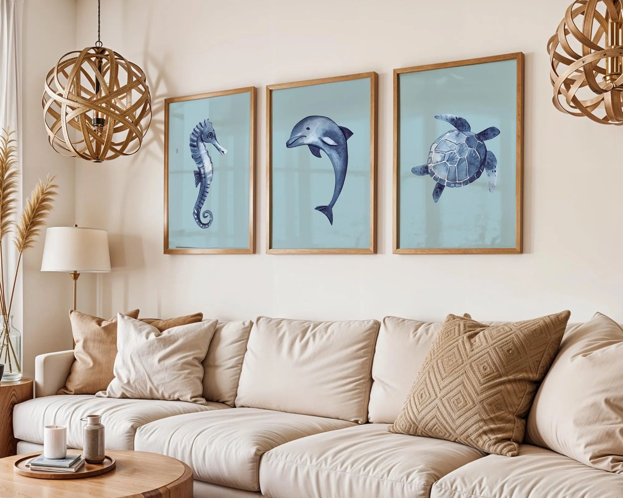 Colourful Prints | Blue Sea Life Watercolor Print Set • Ocean Nursery & Coastal Art wall art print, modern home decor, unframed artwork by Nomad & Nest