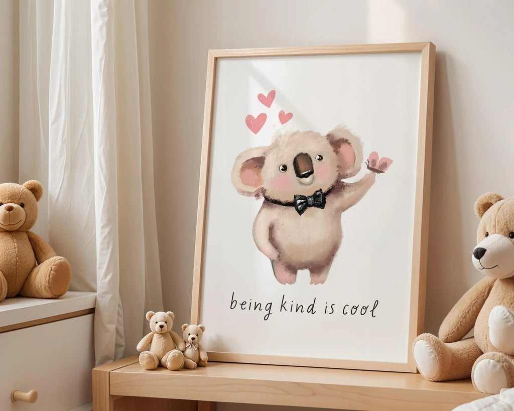 Playroom Ideas | Kind Koala Nursery Wall Art | Gentle Animal Quote Print wall art print, modern home decor, unframed artwork by Nomad & Nest