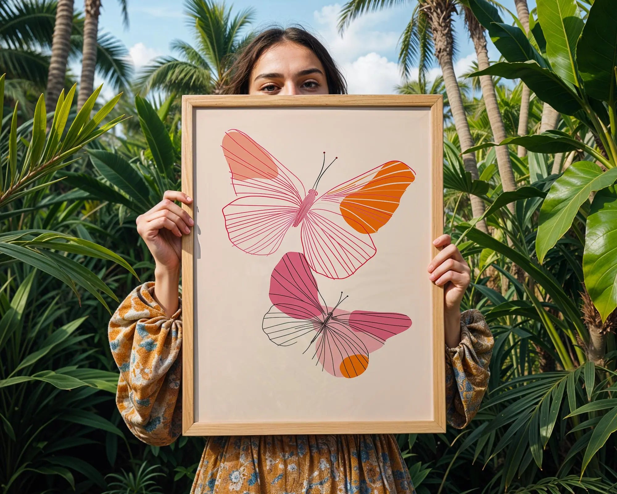 Abstract Butterfly Duo Print | Modern Pink, Orange Wall Art wall art print, modern home decor, unframed artwork by Nomad & Nest