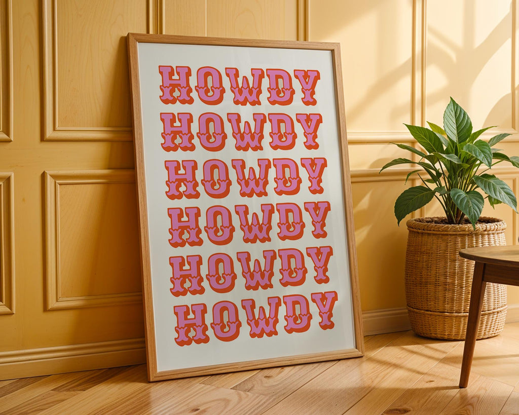 Retro "Howdy" Art Print | Western Graphic Home Decor wall art print, modern home decor, unframed artwork by Nomad & Nest