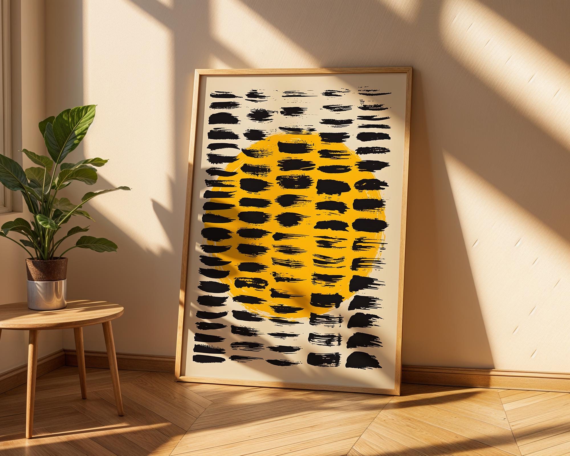 Yellow Sun Abstract Print | Modern Brushstroke Wall Art wall art print, modern home decor, unframed artwork by Nomad & Nest
