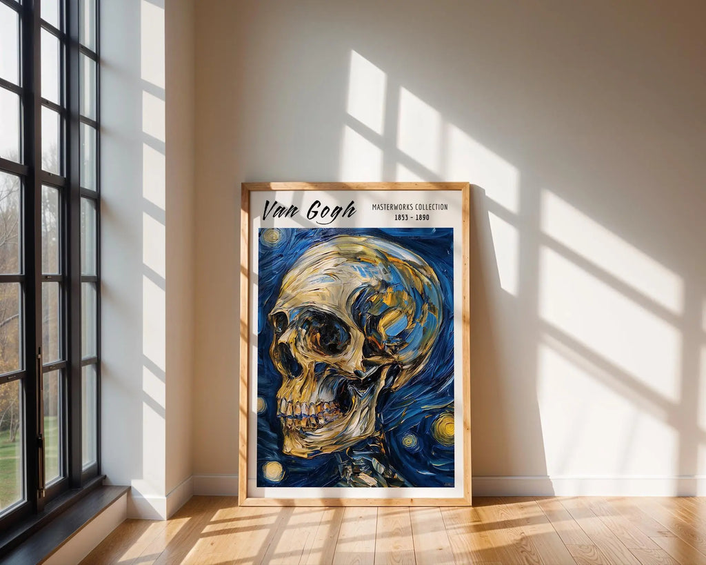 Van Gogh Print | Starry Night Skull Art  | Gothic Home Decor wall art print, modern home decor, unframed artwork by Nomad & Nest