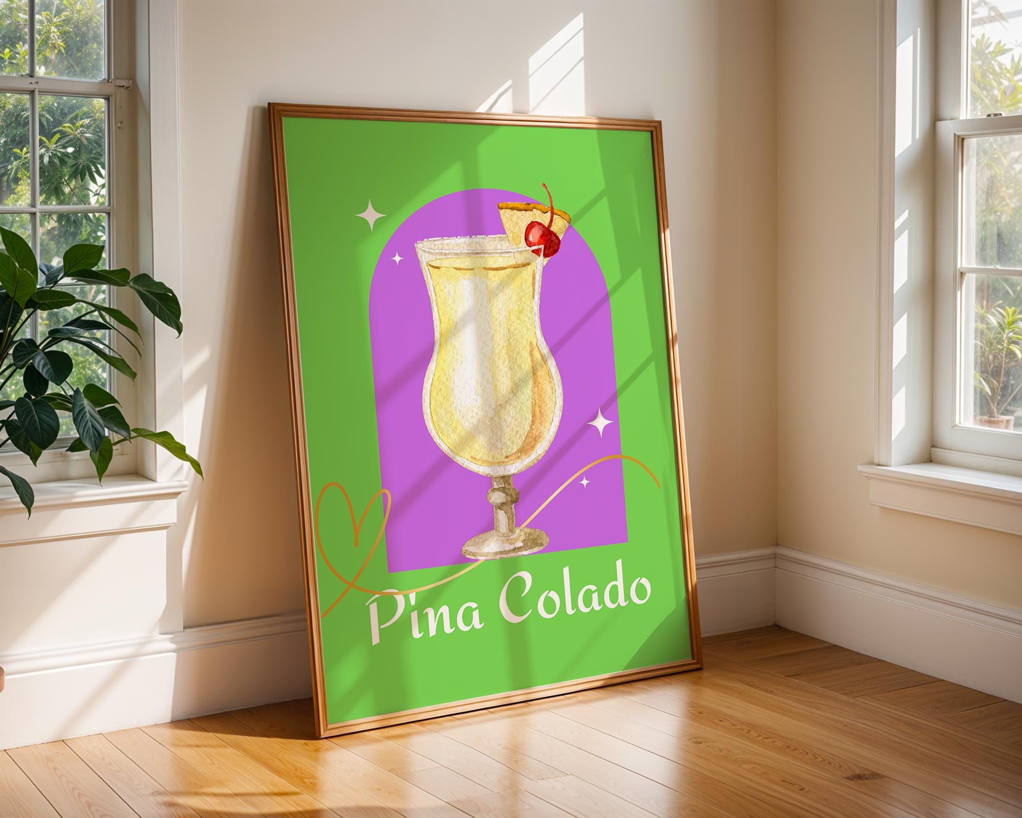 Pina Colada Cocktail Art Print | Colorful Tropical Bar Decor wall art print, modern home decor, unframed artwork by Nomad & Nest