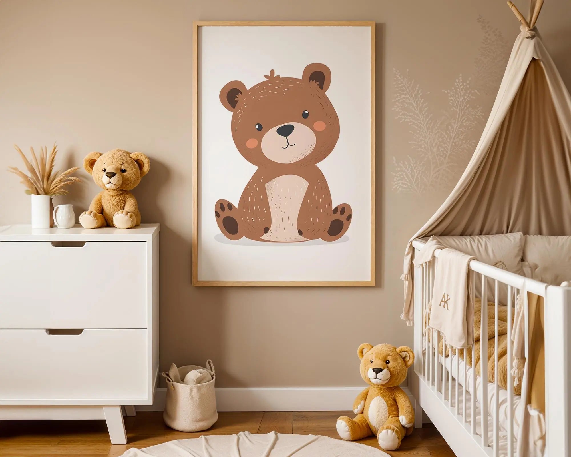Playroom Ideas | Cute Bear Nursery Wall Art | Woodland Animal Kids Decor wall art print, modern home decor, unframed artwork by Nomad & Nest