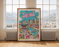 Seoul Travel Poster | Illustrated South Korea City Skyline Art Print wall art print, modern home decor, unframed artwork by Nomad & Nest