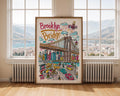 Brooklyn Bridge Art Print | Colorful New York Cityscape Poster wall art print, modern home decor, unframed artwork by Nomad & Nest
