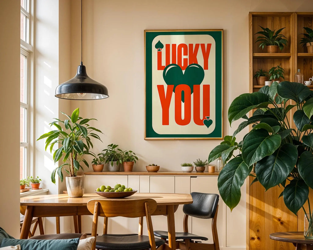 Lucky You Retro Card Art Print | Bold Typography Wall Decor wall art print, modern home decor, unframed artwork by Nomad & Nest
