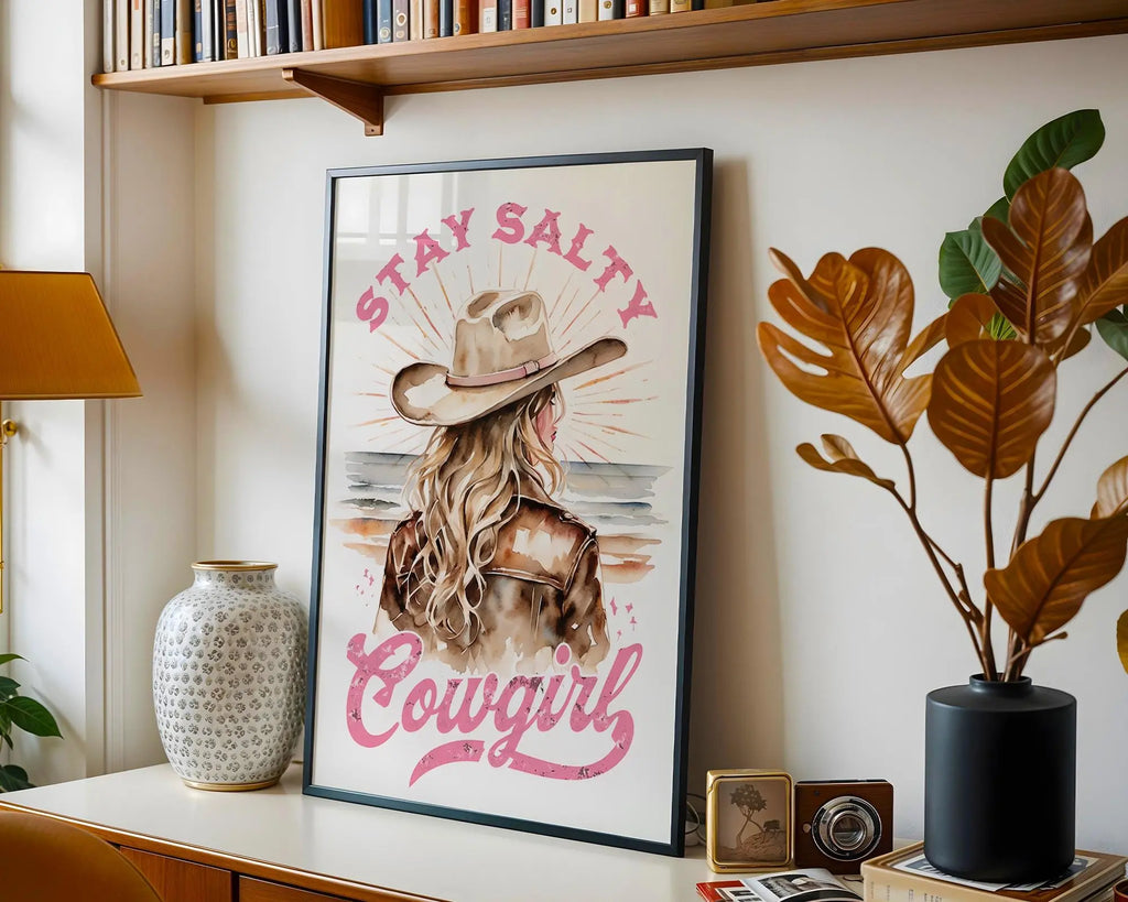 Stay Salty Cowgirl Art Print | Western Coastal Illustration wall art print, modern home decor, unframed artwork by Nomad & Nest