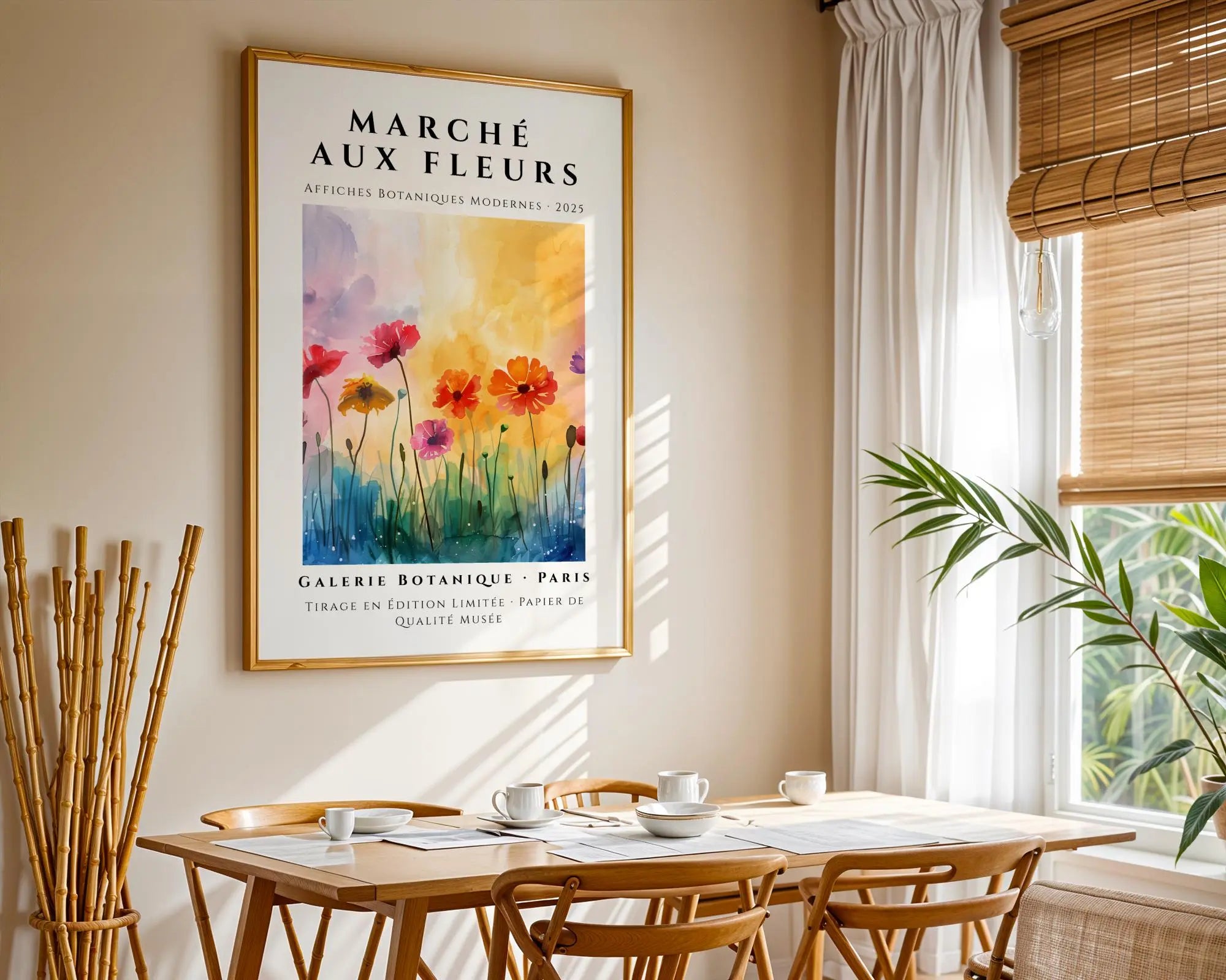 Wildflower Watercolor Print | Orange Purple Sky, French Cottage Decor wall art print, modern home decor, unframed artwork by Nomad & Nest