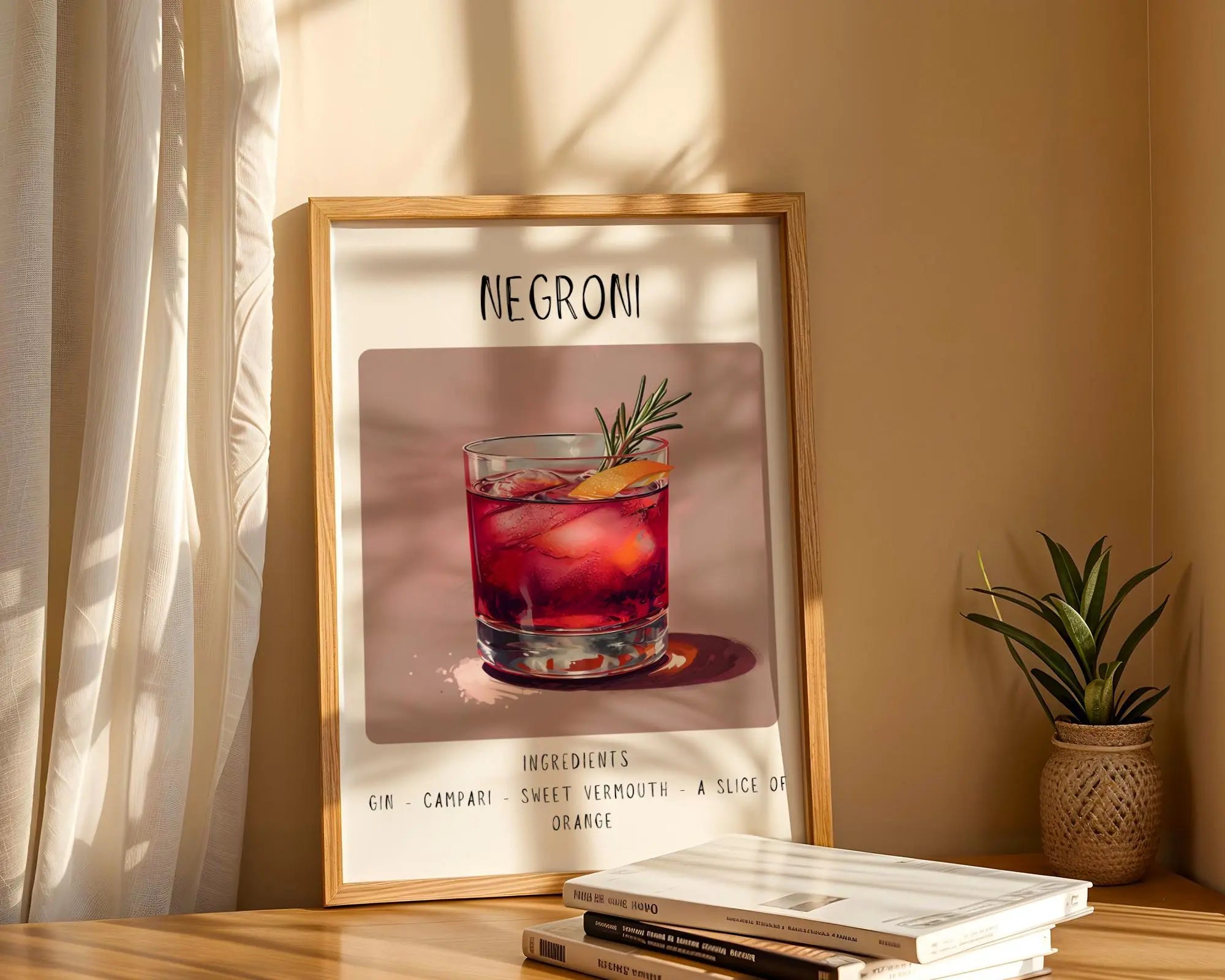 Negroni Cocktail Art Print | Minimalist Bar Cart Poster wall art print, modern home decor, unframed artwork by Nomad & Nest
