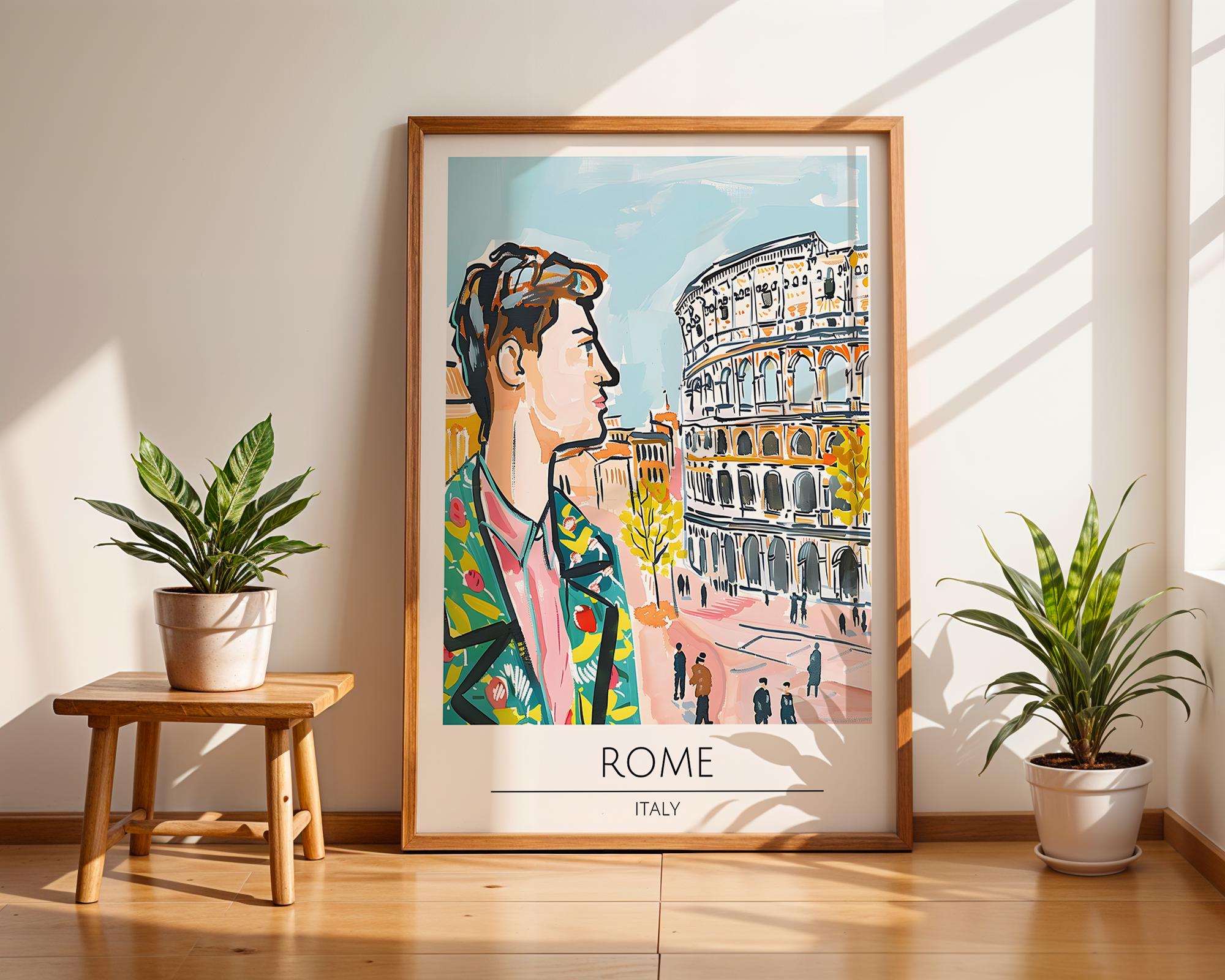 Rome Colosseum Travel Poster | Vintage Italian Architecture Art Print wall art print, modern home decor, unframed artwork by Nomad & Nest
