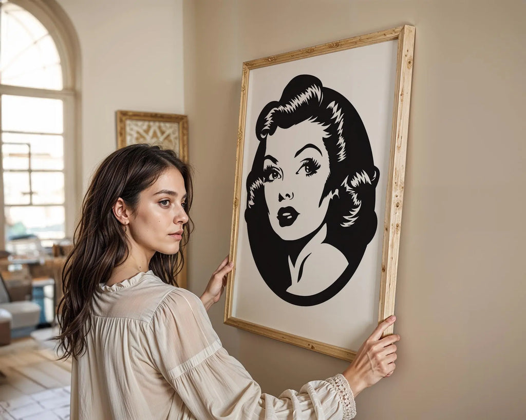 Modern Pop Art | Hollywood Glamour Print | Retro Pin-Up Girl, Mid-Century Portrait wall art print, modern home decor, unframed artwork by Nomad & Nest
