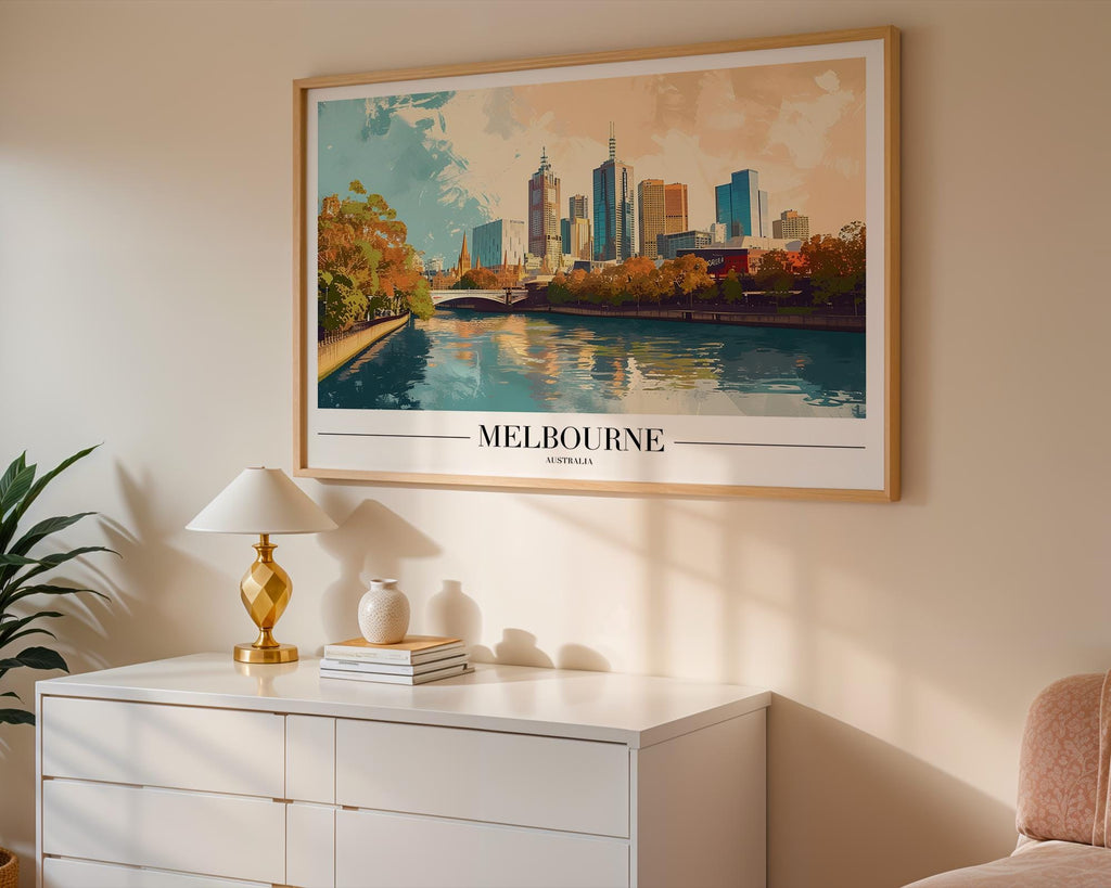 Melbourne Australia Skyline Art Print | Modern Travel Poster wall art print, modern home decor, unframed artwork by Nomad & Nest