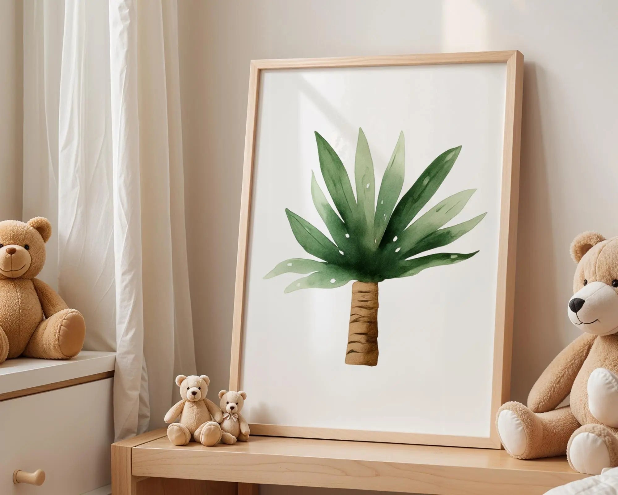 Playroom Ideas | Watercolour Palm Tree Nursery Wall Art Tropical Jungle Print wall art print, modern home decor, unframed artwork by Nomad & Nest