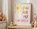 Playroom Ideas | You Are My Sunshine Nursery Wall Art Colourful Typography Print wall art print, modern home decor, unframed artwork by Nomad & Nest