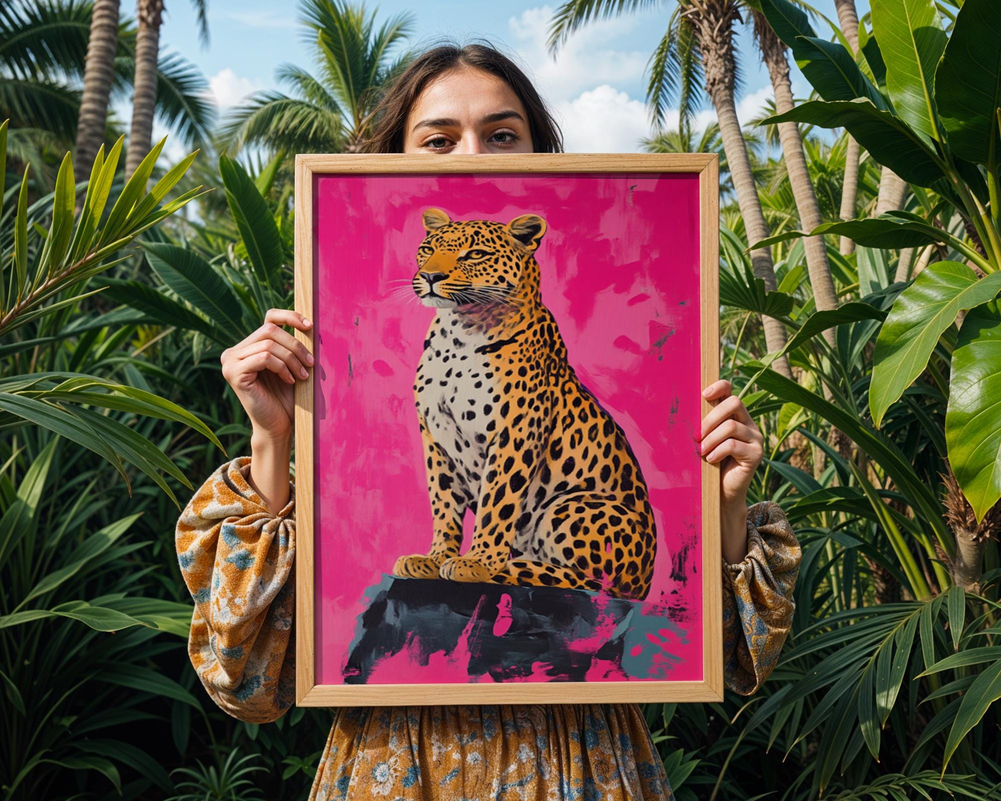 Pink Leopard Art Print | Modern Jungle Animal Poster wall art print, modern home decor, unframed artwork by Nomad & Nest