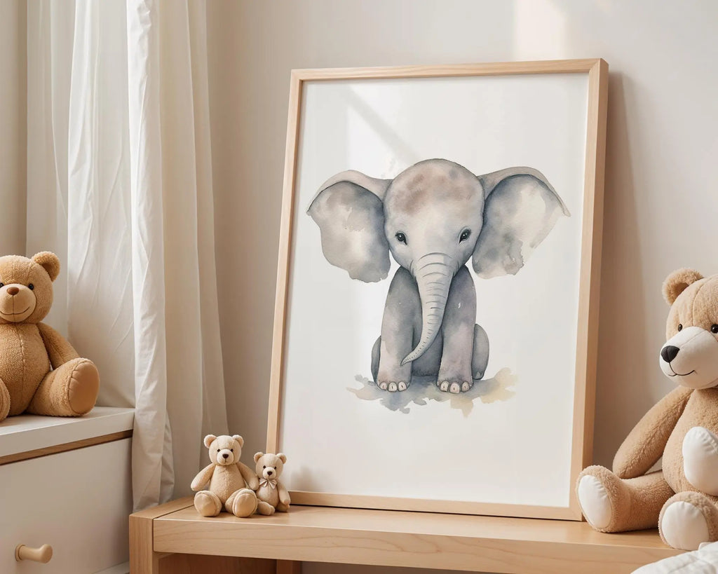 Playroom Ideas | Elephant Nursery Wall Art | Neutral Safari Baby Decor wall art print, modern home decor, unframed artwork by Nomad & Nest
