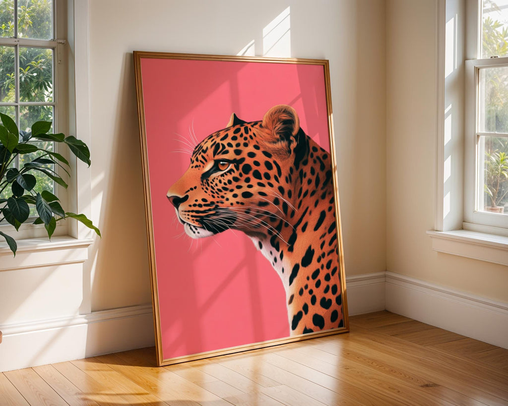 Pink Leopard Portrait Print | Modern Jungle Wall Art wall art print, modern home decor, unframed artwork by Nomad & Nest