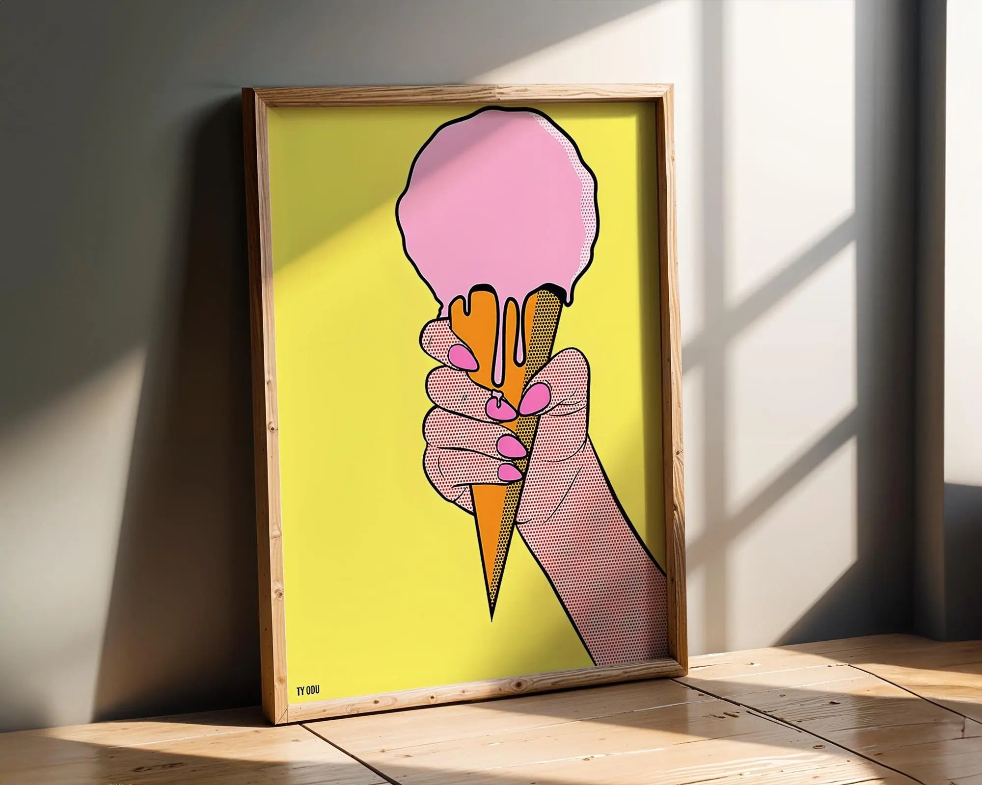 Modern Pop Art | Pink Ice Cream  Print | Retro Summer Kitchen Poster wall art print, modern home decor, unframed artwork by Nomad & Nest
