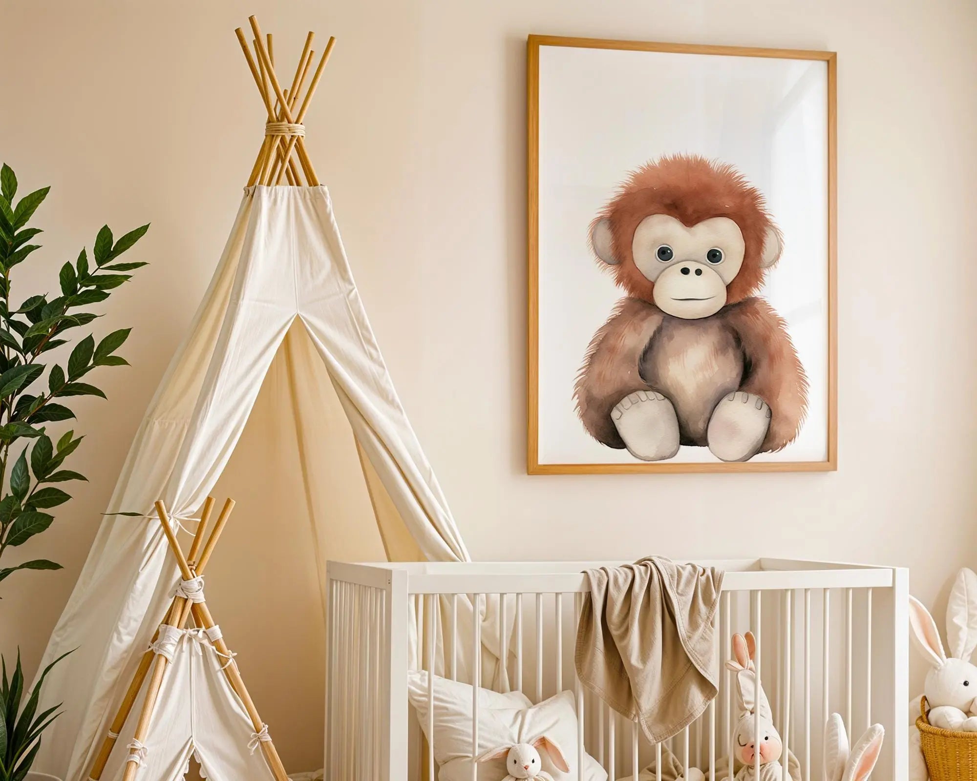 Playroom Ideas | Cute Orangutan Nursery Wall Art | Jungle Animal Baby Decor wall art print, modern home decor, unframed artwork by Nomad & Nest