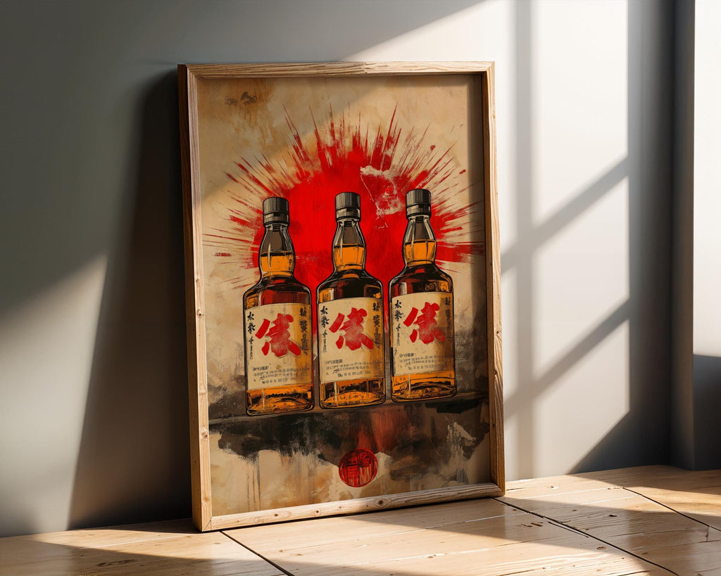 Japanese Poster | Whiskey Art Print – Vintage Liquor Bottle Bar wall art print, modern home decor, unframed artwork by Nomad & Nest