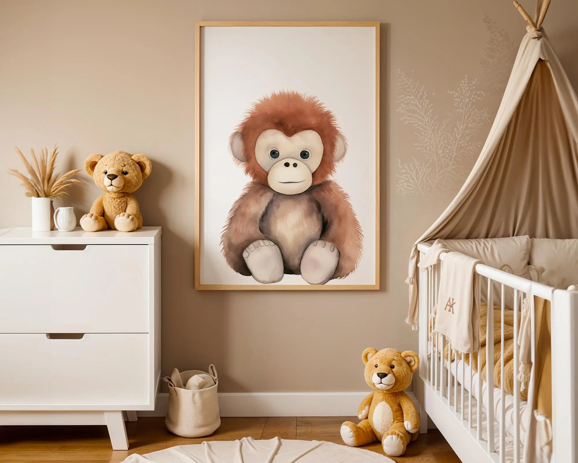 Playroom Ideas | Cute Orangutan Nursery Wall Art | Jungle Animal Baby Decor wall art print, modern home decor, unframed artwork by Nomad & Nest