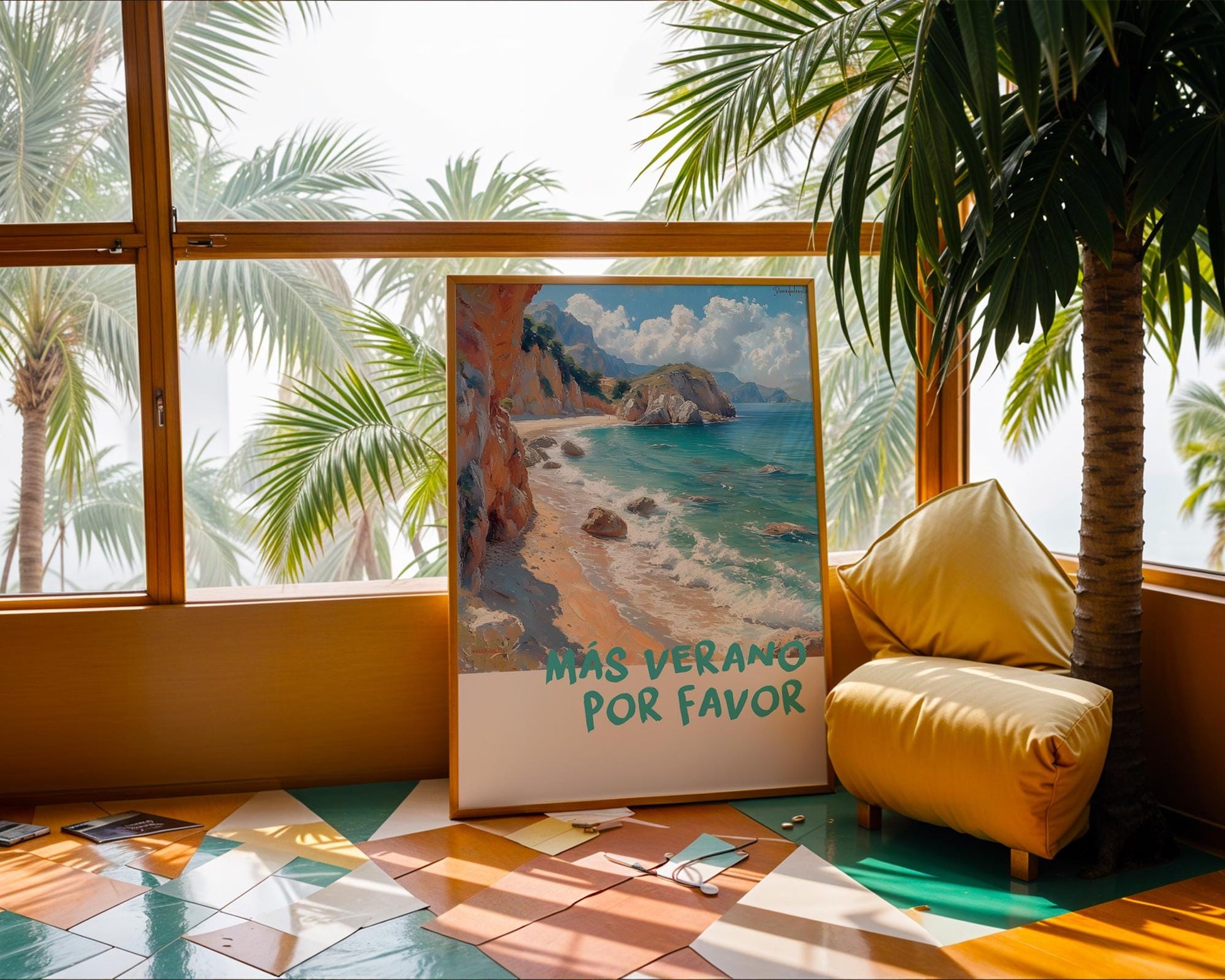 Colourful Prints | Mediterranean Beach Print | Spanish Coastal Wall Art wall art print, modern home decor, unframed artwork by Nomad & Nest