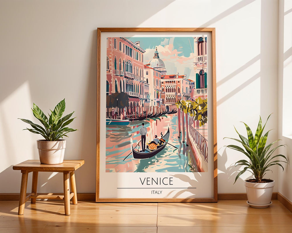 Venice Italy Travel Poster | Gondola Cityscape Art Print wall art print, modern home decor, unframed artwork by Nomad & Nest