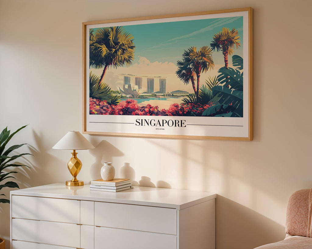 Singapore Marina Bay Sands Print | Modern Travel Poster wall art print, modern home decor, unframed artwork by Nomad & Nest