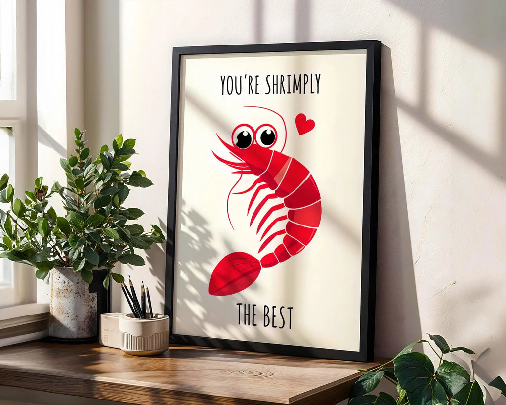 Shrimp Pun Art Print | Funny Seafood Poster, Kitchen Decor wall art print, modern home decor, unframed artwork by Nomad & Nest