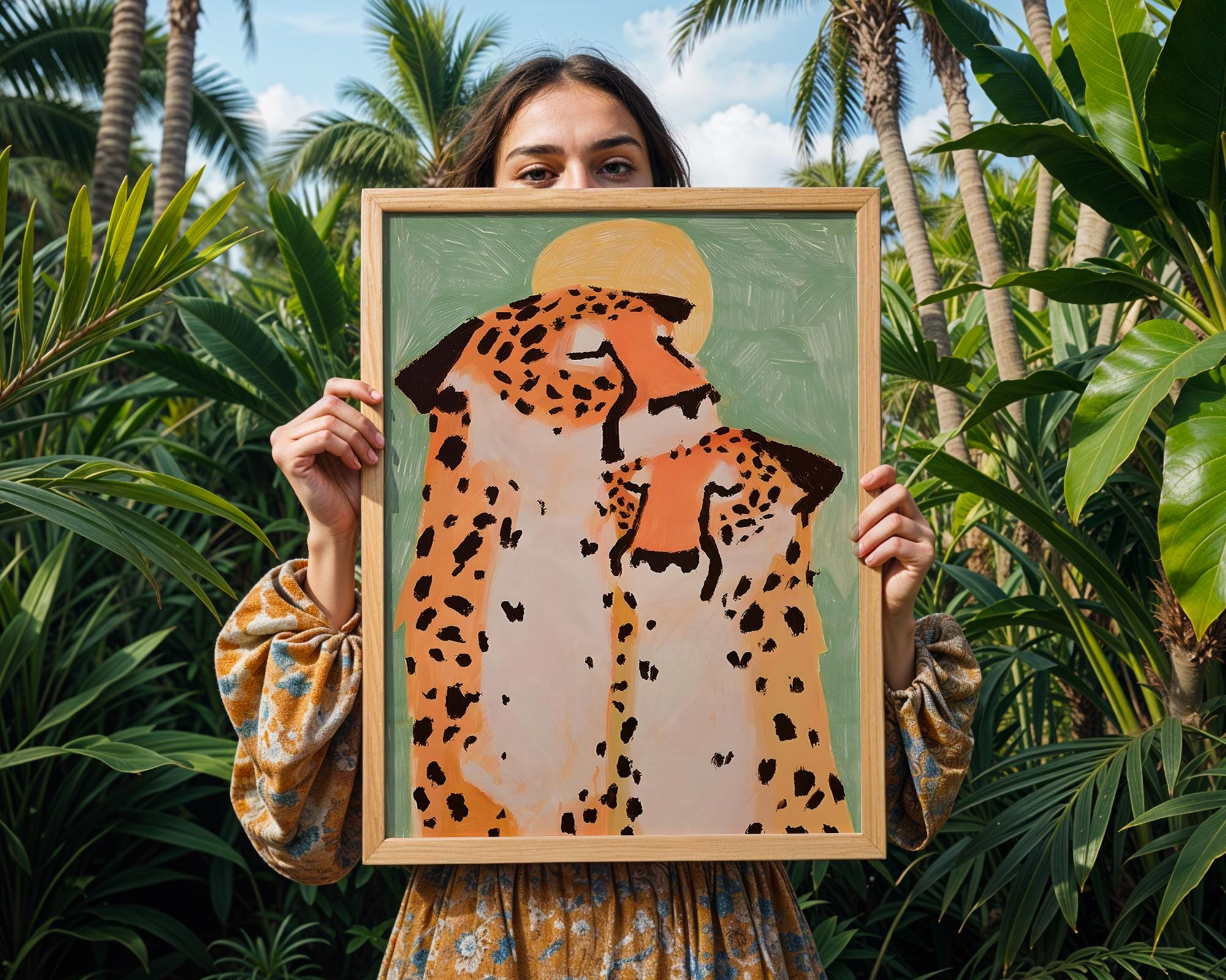 Cheetah Couple Art Print | Modern Safari Animal Poster wall art print, modern home decor, unframed artwork by Nomad & Nest