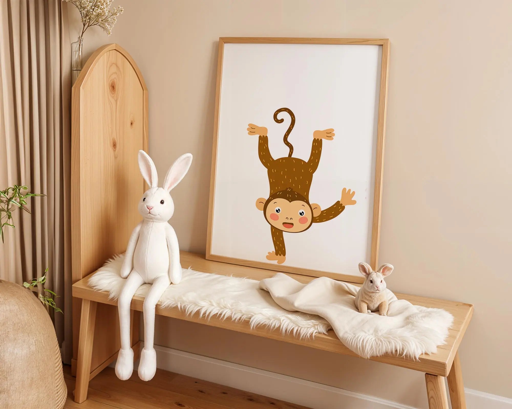 Playroom Ideas | Upside Down Monkey Nursery Wall Art | Fun Jungle Decor wall art print, modern home decor, unframed artwork by Nomad & Nest