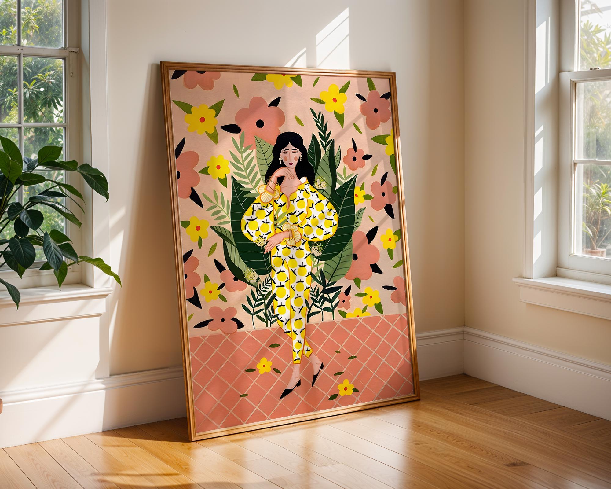 Lemon Outfit Fashion Illustration Art Print | Botanical Decor wall art print, modern home decor, unframed artwork by Nomad & Nest