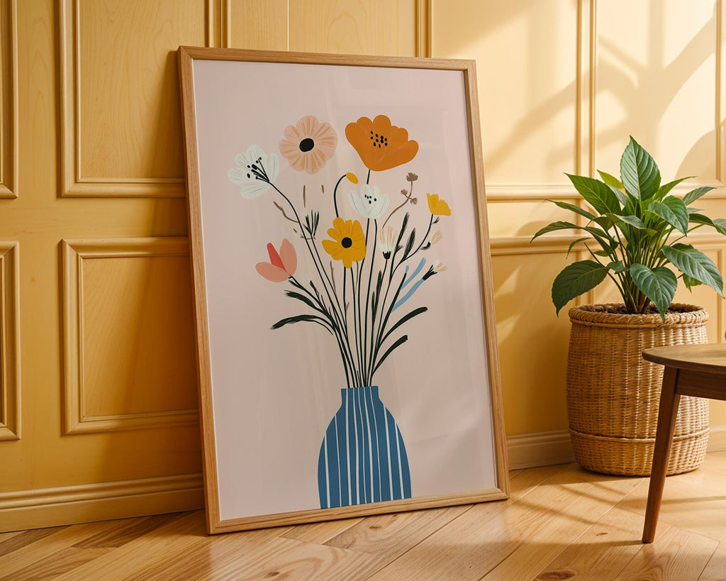 Abstract Floral Bouquet Print | Mid-Century Modern Vase Art wall art print, modern home decor, unframed artwork by Nomad & Nest